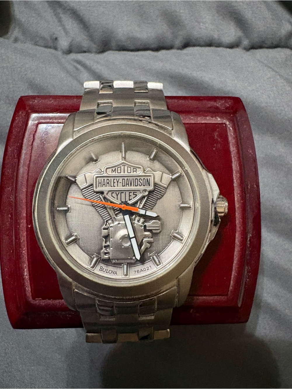 Harley-Davidson Bulova- Silver Stainless Steel -Twin Cam -Collectible * NEW**_